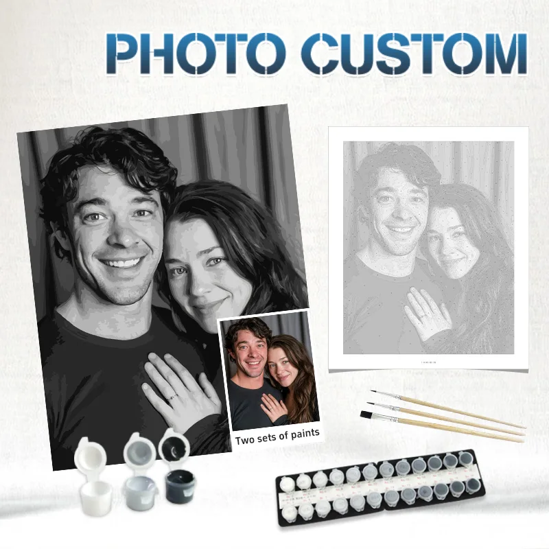 Personalized Convert Color Photo To Grayscale Photo Painting by Numbers Frame Photo Couple Picture Decors Diy Gift Acrylic Paint