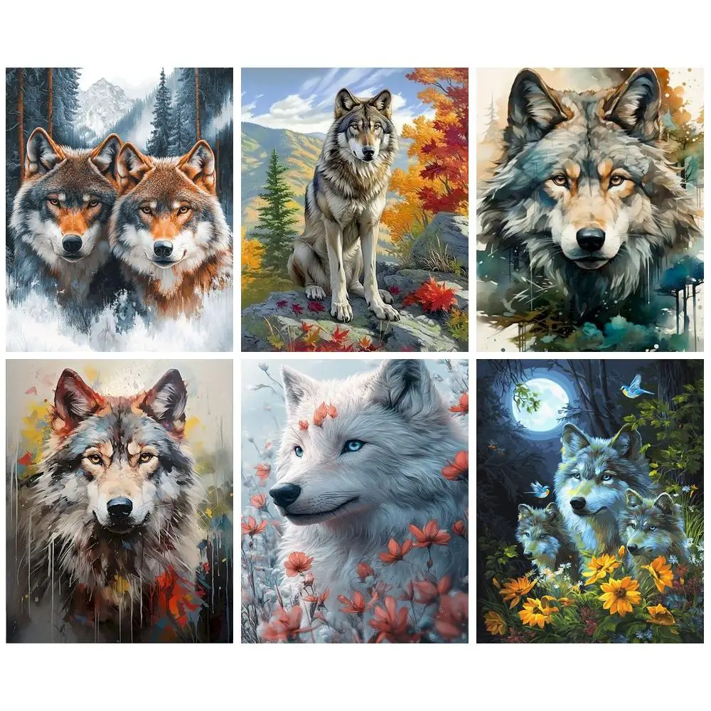 GATYZTORY Wolf Paint By Numbers Art Supplies Markers By Numbers Animal Craft Supplies For Adults Canvas Painting
