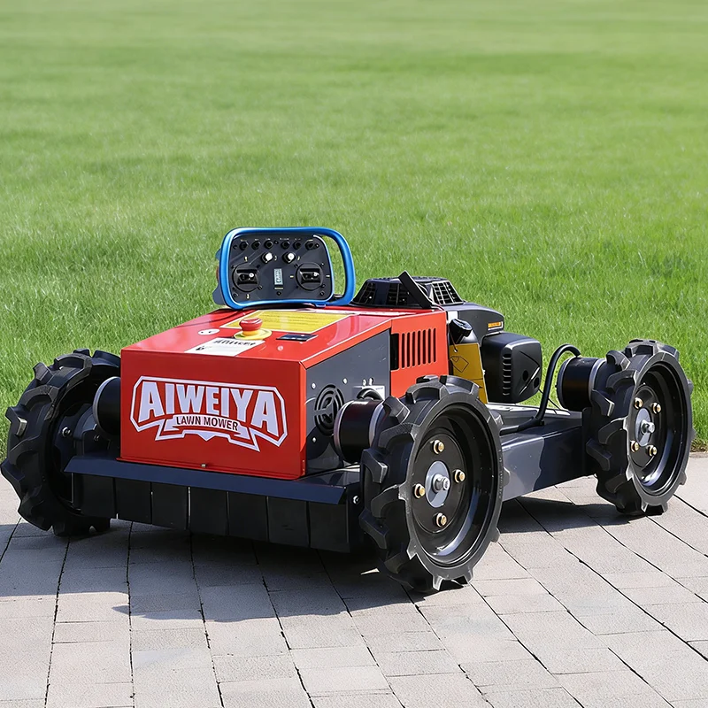 Customized All Terrain Four-Wheel Weed Lawnmower Remote Control Orchard Lawn Cleaning Machine