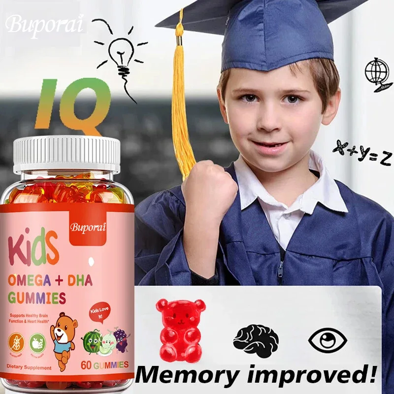 Kids Omega+DHA Gummies with Vitamin D3 -  Supports Healthy Brain Function & Heart Health