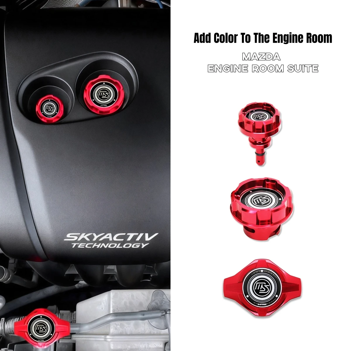 Aluminum Engine Room Suite FOR MAZDASPEED MAZDA 2 Demio MAZDA 3 Axela MAZDA6 MX-5 CX-3 CX-5 CX-4 CX-30 CX-8 JDM Car Accessories