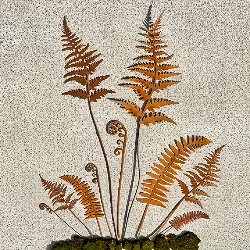 Rusty Fern Leaves Garden Stake Metal Bouquet Rusted Metal Plant Stake Outdoor Garden Art Home and Garden Decor Ornament for Yard