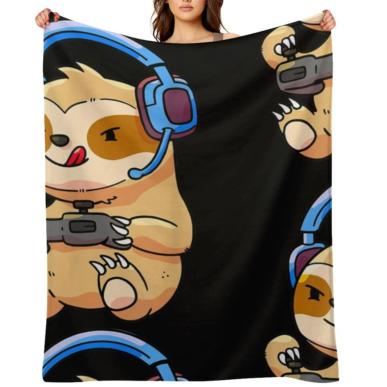 Gamer Sloth Gaming Sloths Video Game Gift Throw Blanket Soft Sofas Luxury Designer bed plaid Blankets