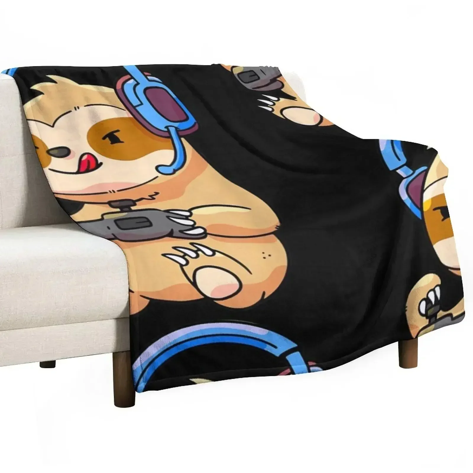 Gamer Sloth Gaming Sloths Video Game Gift Throw Blanket heavy to sleep Flannel Thins Luxury halloween Blankets For Baby Blankets