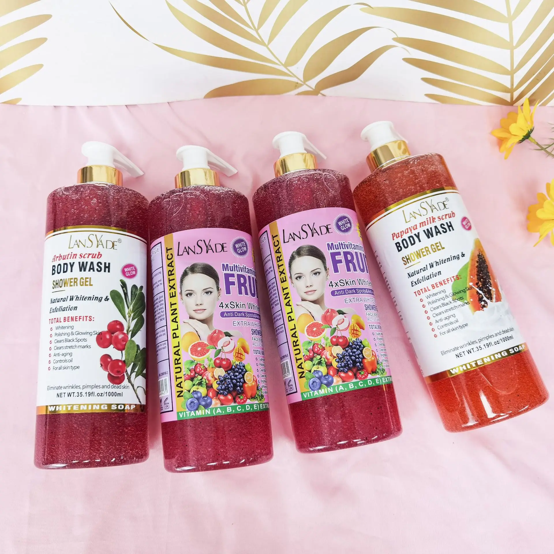 1000ml Scrub bath lotion silky smooth skin foam rich moisture skin toner brighten skin color anti-aging mild lasting fragrance