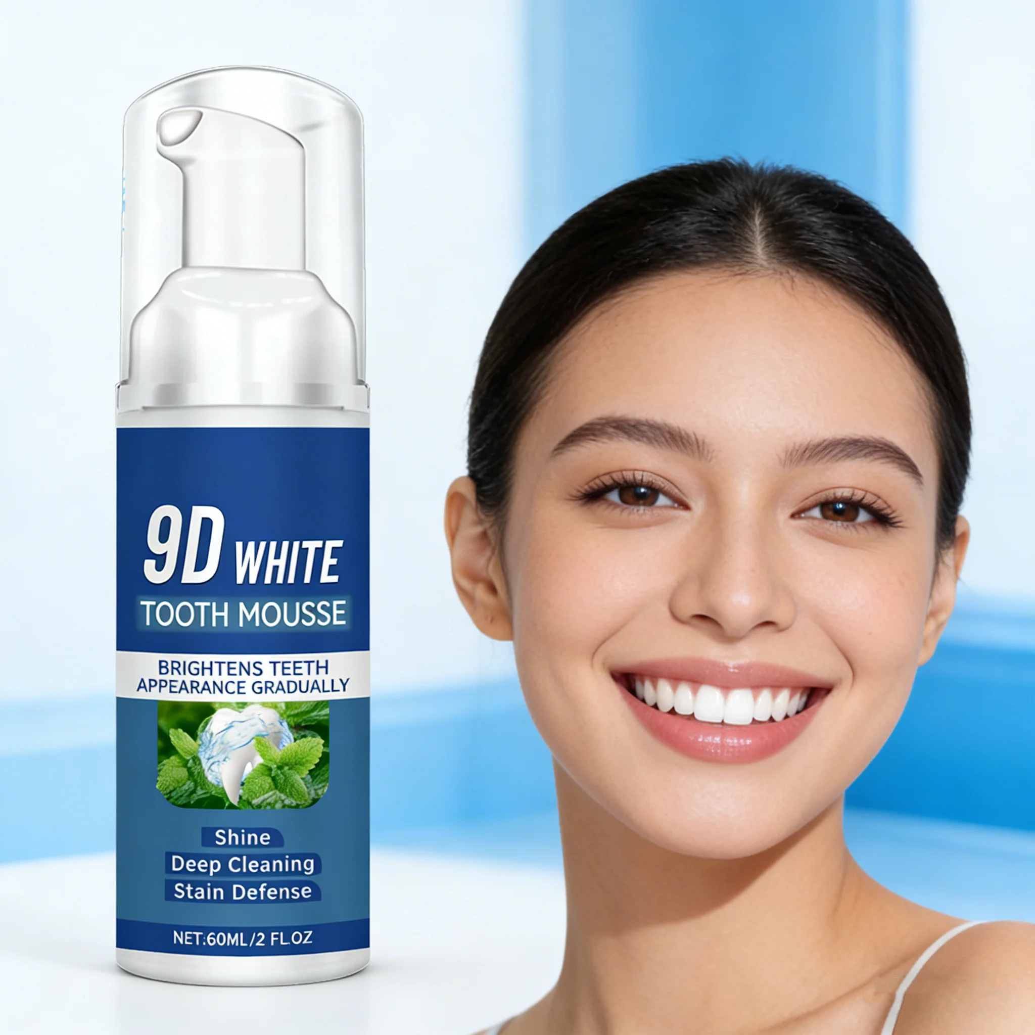 9D Teeth Whitening Mousse Foam Refreshing Breath Reduce Stains Deep Cleaning Teeth Brightening Mint Flavor Oral Care Toothpaste