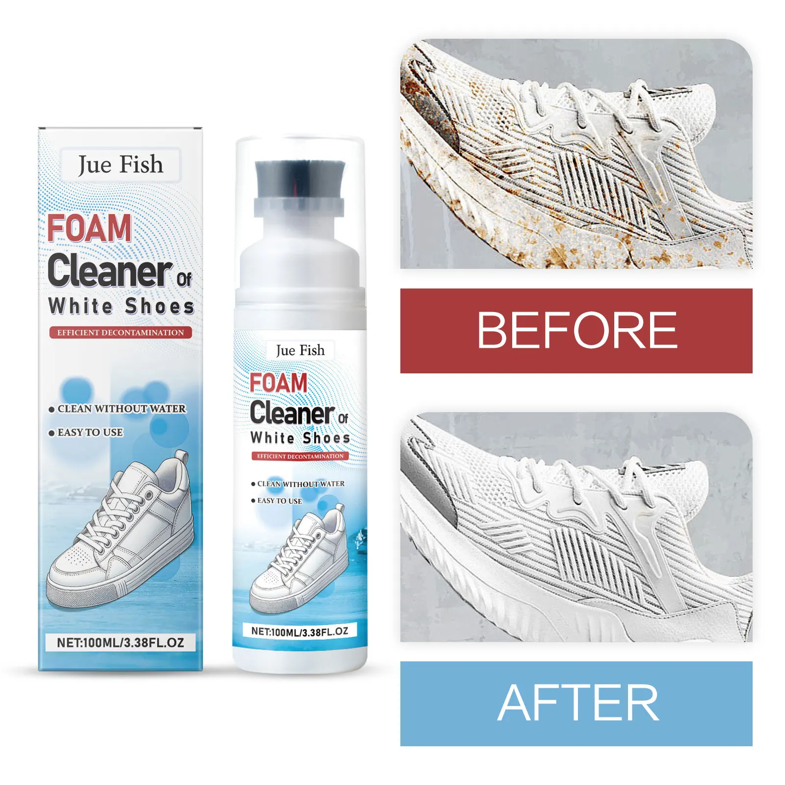 Foam Cleaner For Shoes Sneaker Whiten Polishing Portable Shoe Stain Cleaning Sports Shoes Decontamination Sneaker Cleaner Spray