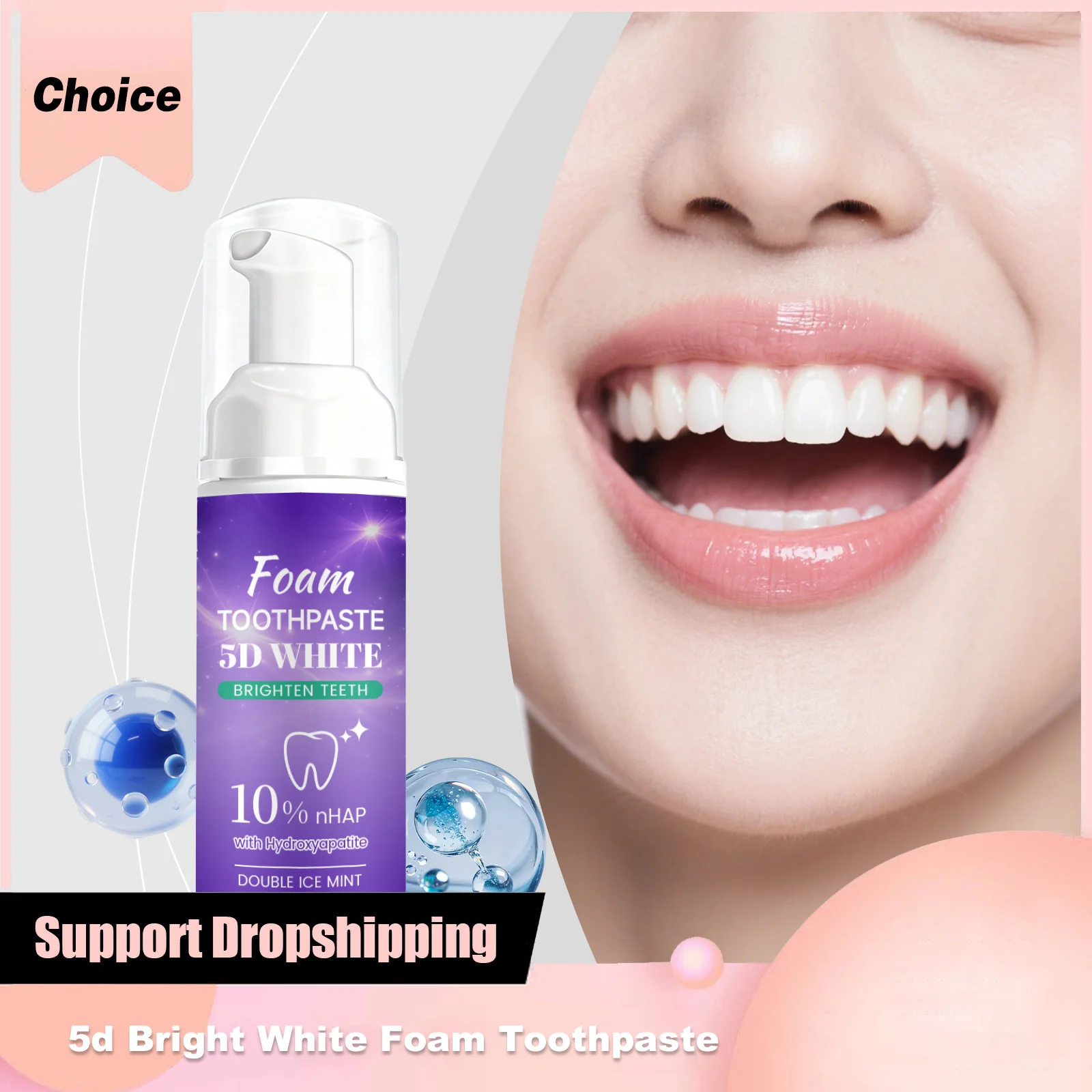 5d Bright White Foam Toothpaste Fresh Breath Whitening Teeth Remove Stain Hydroxyapatite Mint Deep Cleaning Dental Care Products
