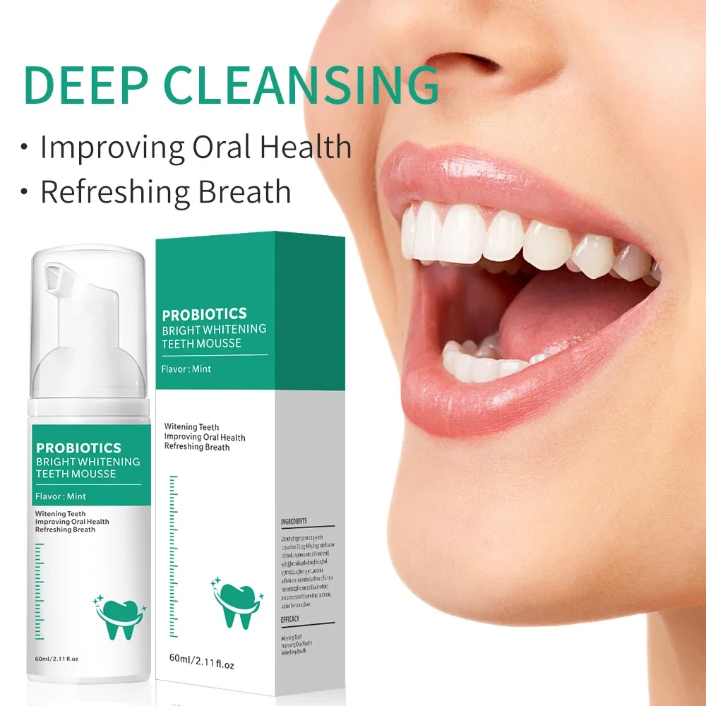 60ml Tooth Cleaning Mousse Foam Toothpaste Oral Care To Remove Yellow Tooth Tartar Mouth Wash Teeth Whitening