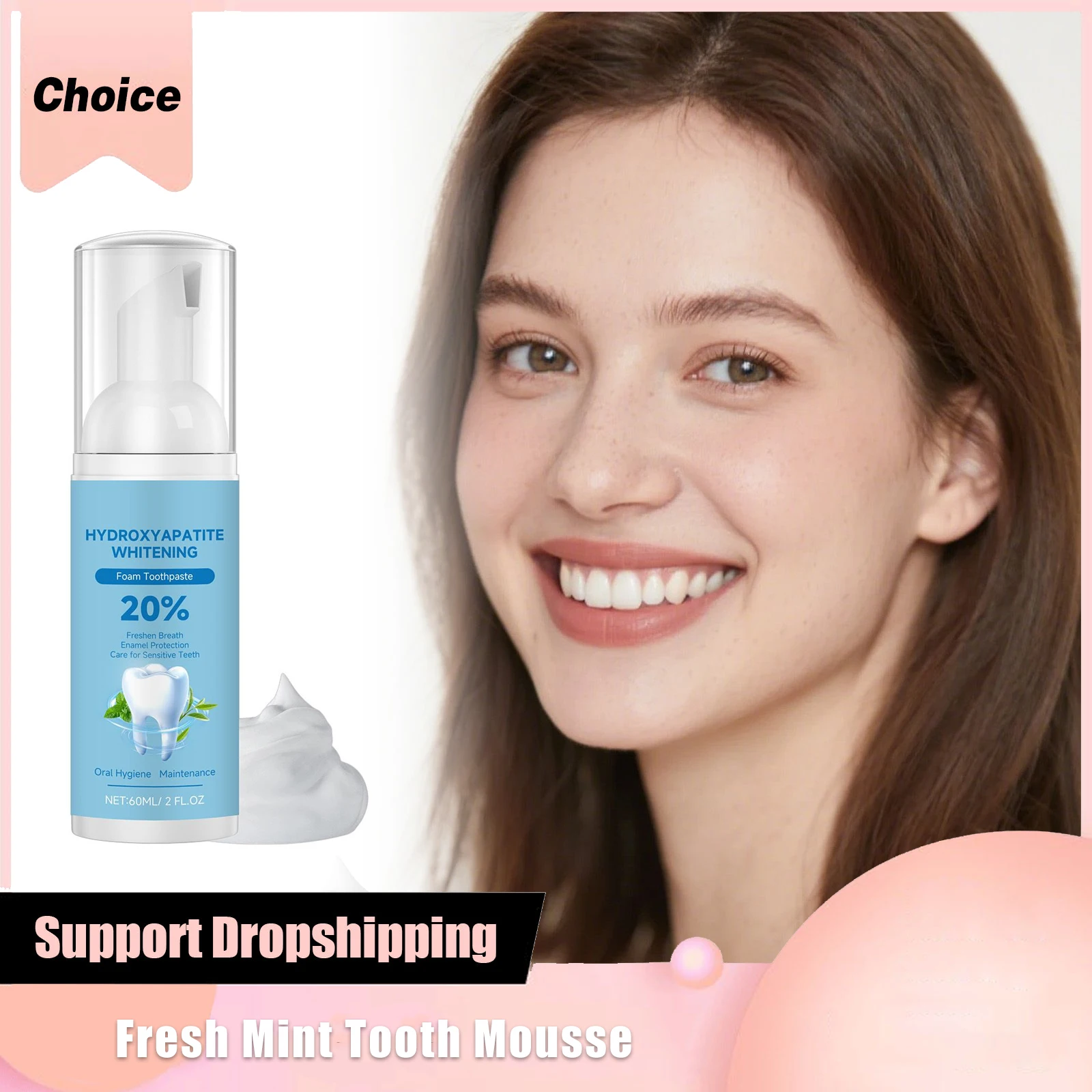 Whitening Foam Toothpaste Oral Cleaning Protects Gums Prevents Tooth Decay Remove Yellow Stain Brighten Fresh Mint Teeth Mousse