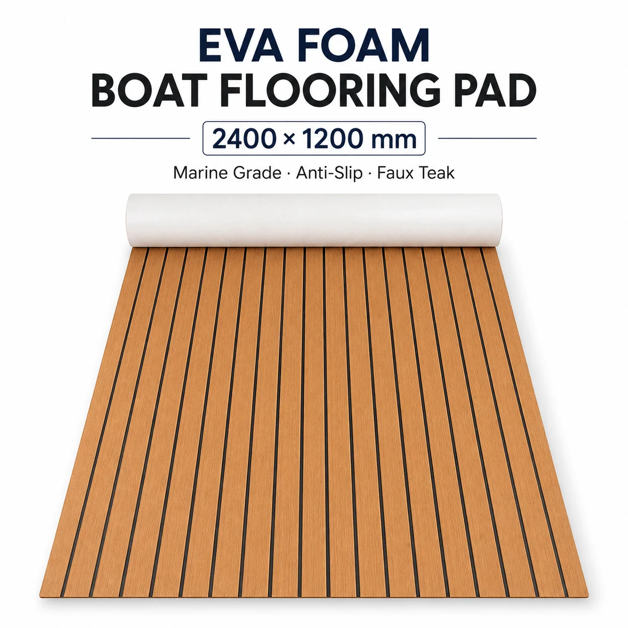 KXKZREN 2400x1200mm EVA Foam Boat Flooring Mat Faux Teak Marine Decking Sheet Non Slip Self Adhesive Yacht Carpet Pad DIY Deck