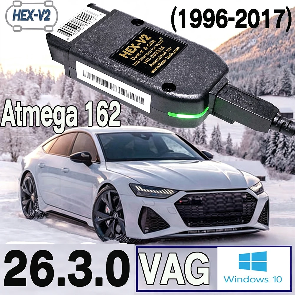2026 OBDII Cable VCDS Interface VAG HEX V2 26.3 USB Interface FOR VW AUDI Skoda Seat ATMEGA162 Vag Com VCDS Multilingual TOOL