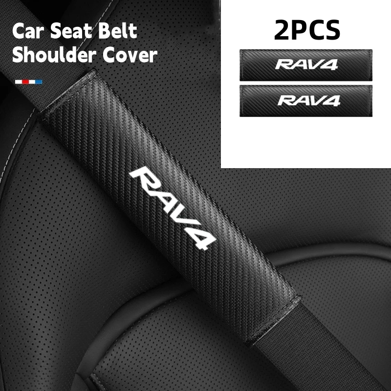 2Pcs Car Seat Belt Shoulder Covers Carbon Fiber For RAV4 XA20 XA30 XA40 XA50 Accessorie