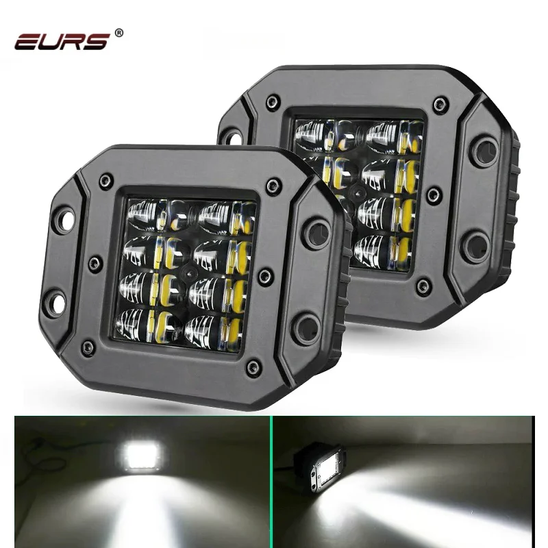 5 Inch 40W Flush Mount Work For Jeep Wrangler Car Truck Offroad Spot Beam Lenses LED Pods Driving Fog Light 12V 24V