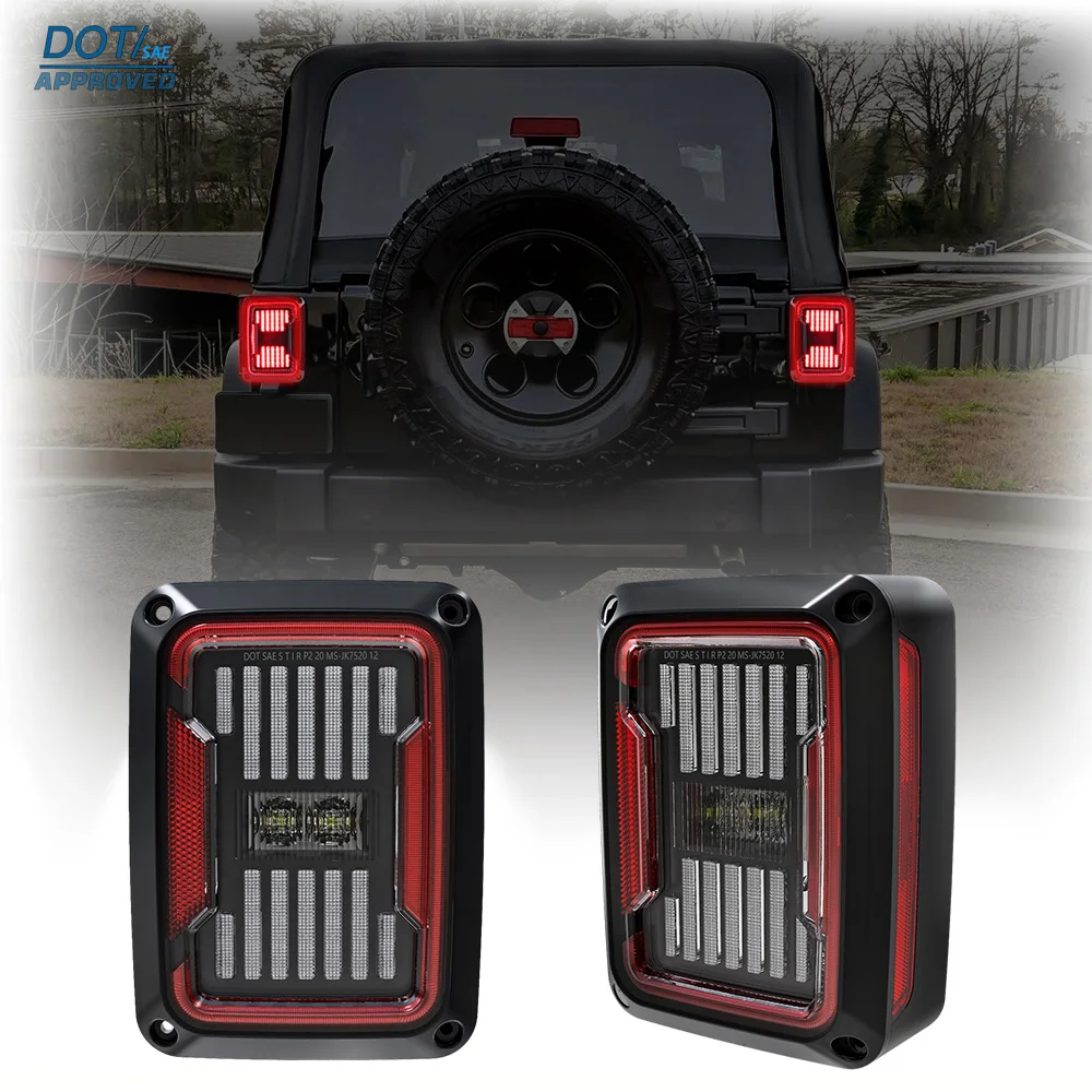 DOT LED Tail Lamp For Jeep Wrangler 2007-2017 JK JKU 2 Door / 4 Door H4 W/ Brake,Running,Reverse Lights 55077890AC,55077891AC
