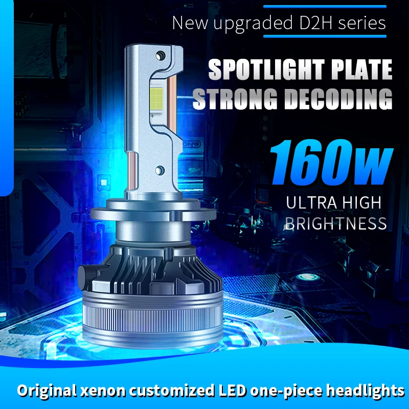 2PCS Car LED Headlight High Power LED 48000LM D2H 1:1 Canbus Plug and Play D2H Car LED Headlamp Fog Light 12V 24V 6000K White