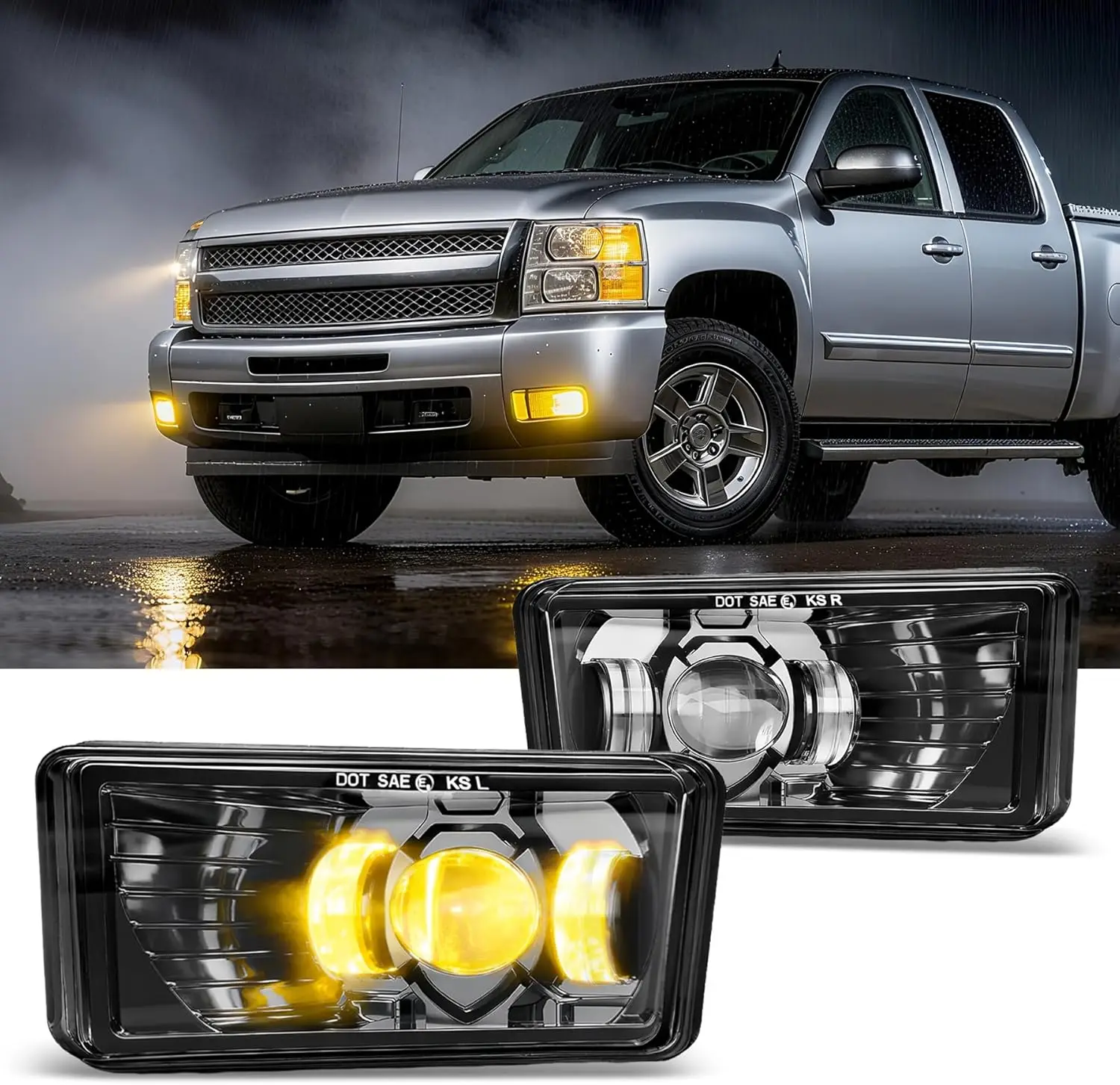 Yellow LED Fog Lights for 2007-2016 Silverado 2007-2015 Suburban Fog Lamp Accessories Tahoe 2007-2013 Avalanche GMC Yukon Pick