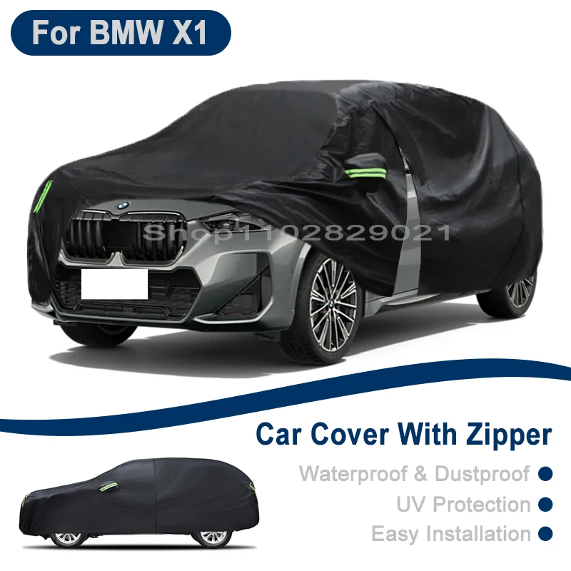 Outdoor Full Vehicle Cover For BMW X1 - Side Zipper Design, Waterproof Dustproof Sun Protection Car Cover