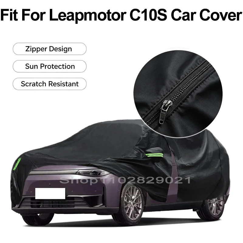 Zipper Door Waterproof Car Cover For Leapmotor C10 Windproof Dustproof UV Protection All Weather Auto Protector
