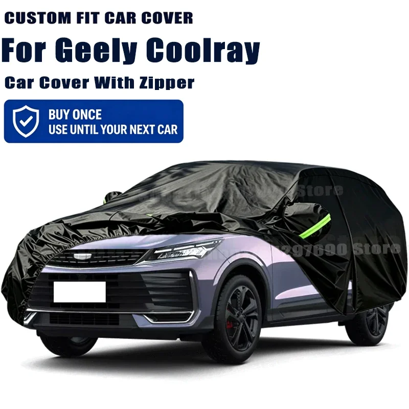 For Geely Coolray Outdoor Full Car Cover With Zipper Snow Cover Sunshade Waterproof Dustproof Exterior Protection