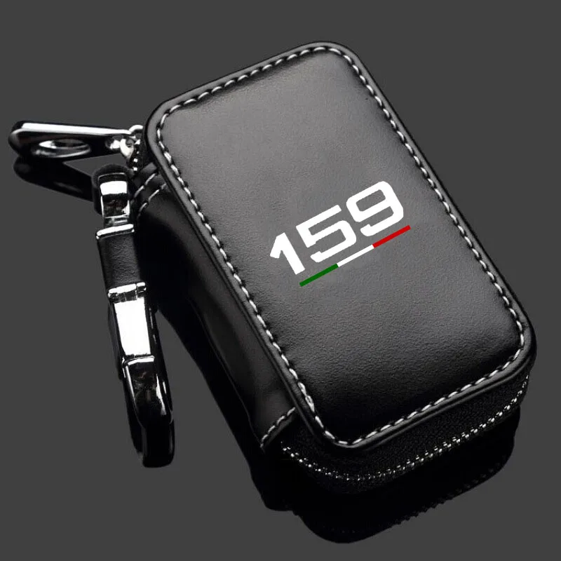 Genuine Leather Car Key Fob Case Cover Keychain Zipper Bag Protection Shell For Alfa Romeo 159 Car Accessories