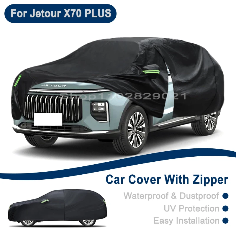 Outdoor Full Vehicle Cover For Jetour X70 PLUS - Side Zipper Design, Waterproof Dustproof Sun Protection Car Cover