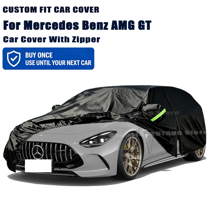 For Mercedes Benz AMG GT Outdoor Full Car Cover With Zipper Snow Cover Sunshade Waterproof Dustproof Exterior Protection