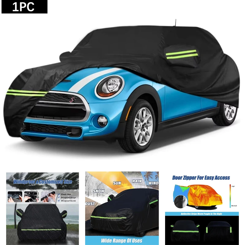 For 2002-2021 Mini Cooper/Cooper S Waterproof Car Cover Fit Accessories with Door Zipper for Sun Rain Snow UV Dust Protection