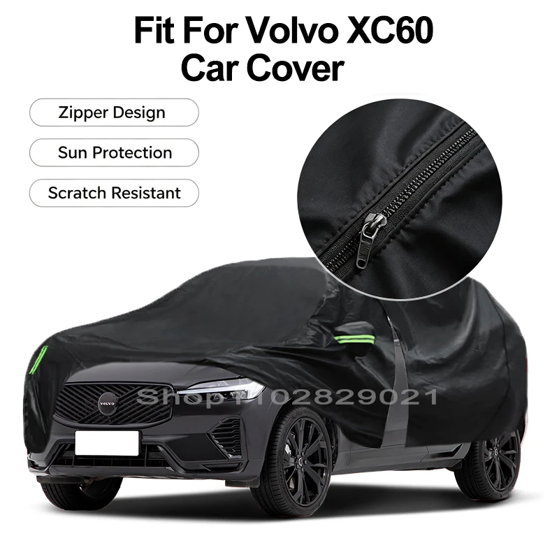 Zipper Door Waterproof Car Cover For  Volvo XC60 Windproof Dustproof UV Protection All Weather Auto Protector
