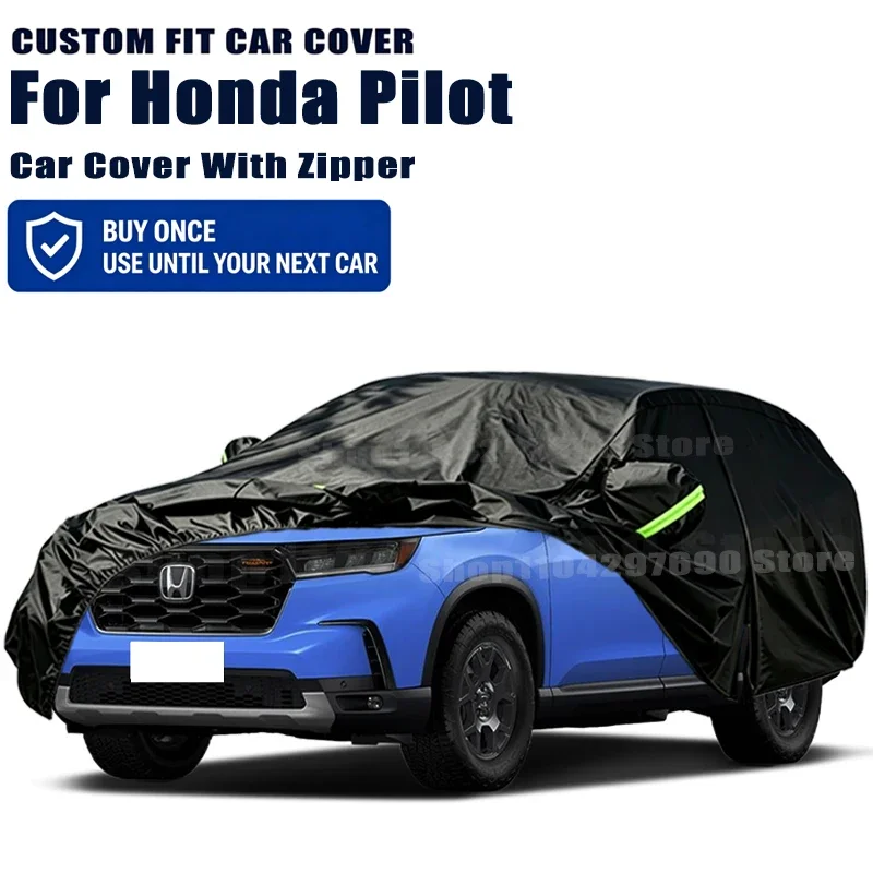 For Honda Pilot Outdoor Full Car Cover With Zipper Snow Cover Sunshade Waterproof Dustproof Exterior Protection
