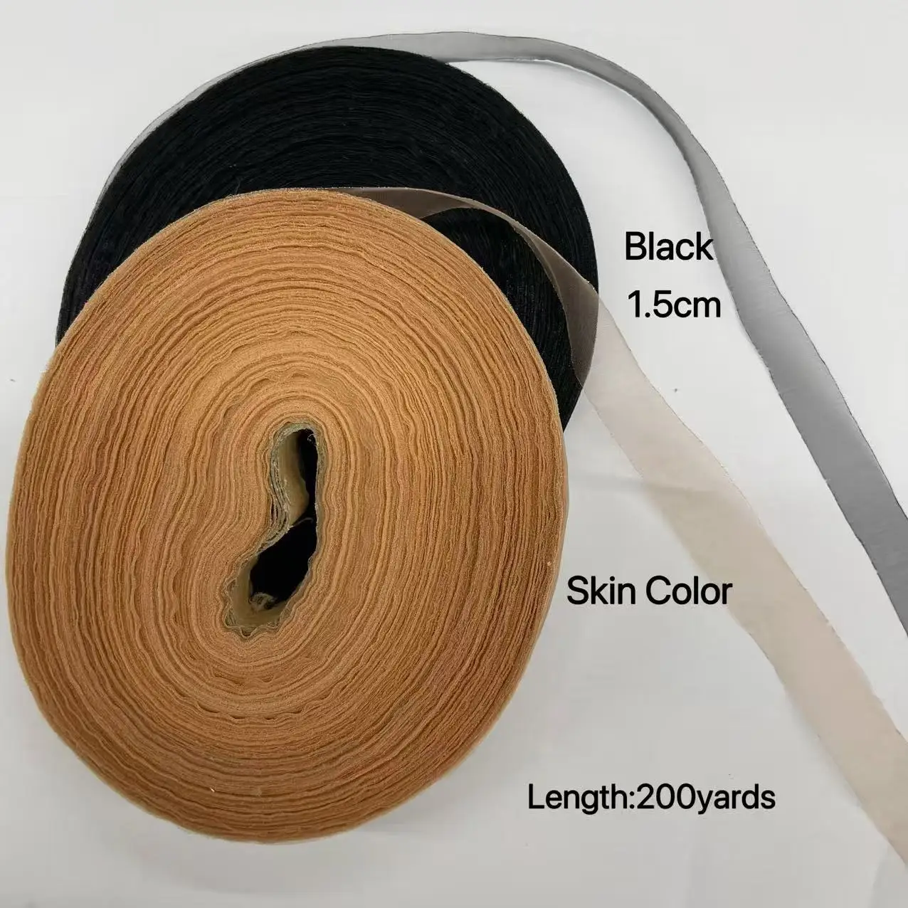 Gauze Lace Strips Tape in Hair Making 200 Yards 1.5cm  Width Black Skin Color for Human Hair Extension Tools