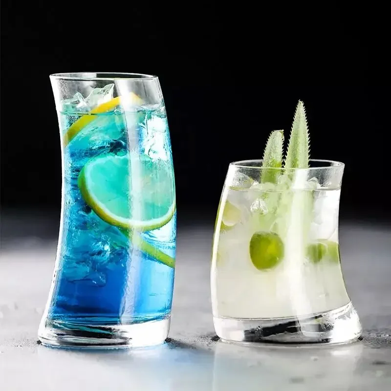 4PCS Creative Cocktail Glass Sailboat Shape Glass Drinking Glasses for Water, Juice, Beer, Wine, Whiskey, and Cocktails