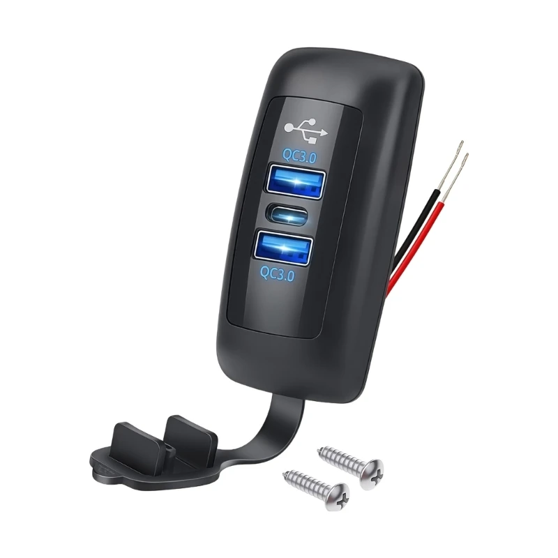 U13C 3 Port USB Outlet Car Phone Chargers 2 USB 18W QC3 0 and Type C 30W PD3 0 Suitable For Trucks Boats And Campers