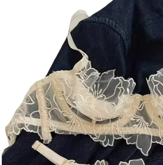 KUCLUTLace Lightweight Bra Set Soft Underwire for Lift and Support Prevents Sagging Exquisite Embroidered Lingerie Two-Piece Set