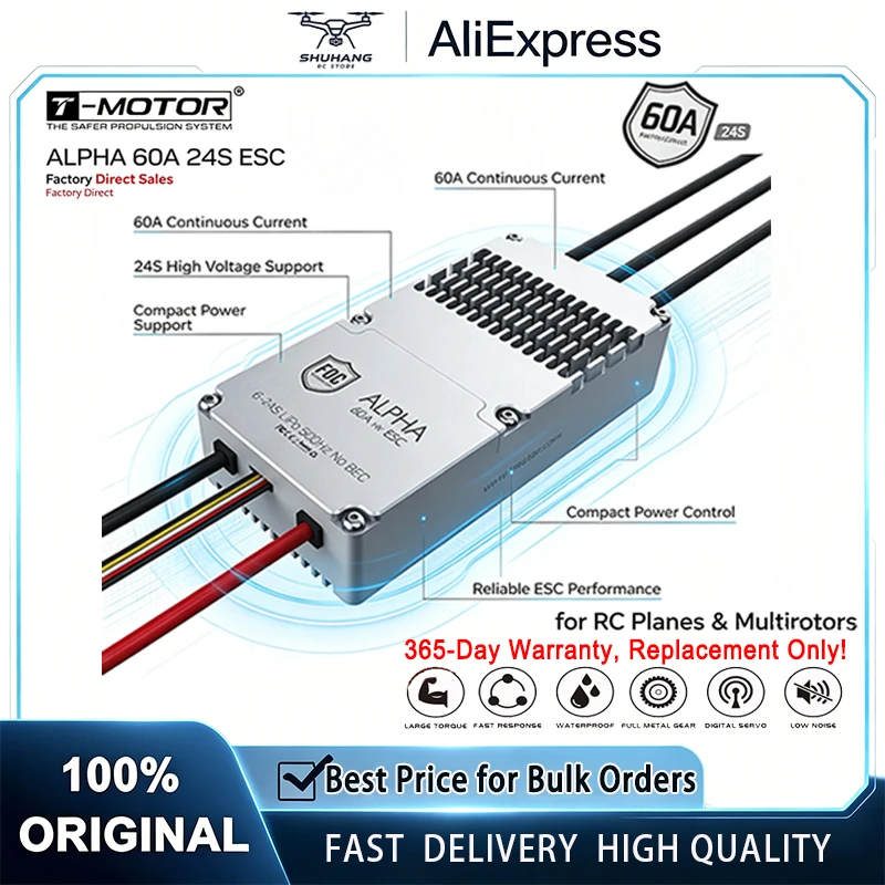 T‑MOTOR ALPHA 60A 24S FOC ESC Fast Response High‑Efficiency For Quadcopter Hexacopter VTOL Agricultural Multirotor UAV Drone