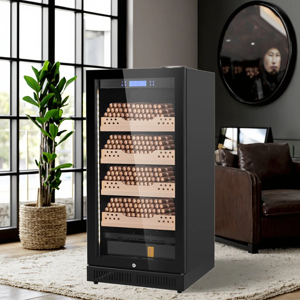 Luxury Refrigerated Cigar Cooler Compressor Refrigerator 228L Household Cigar Humidor Cabinet