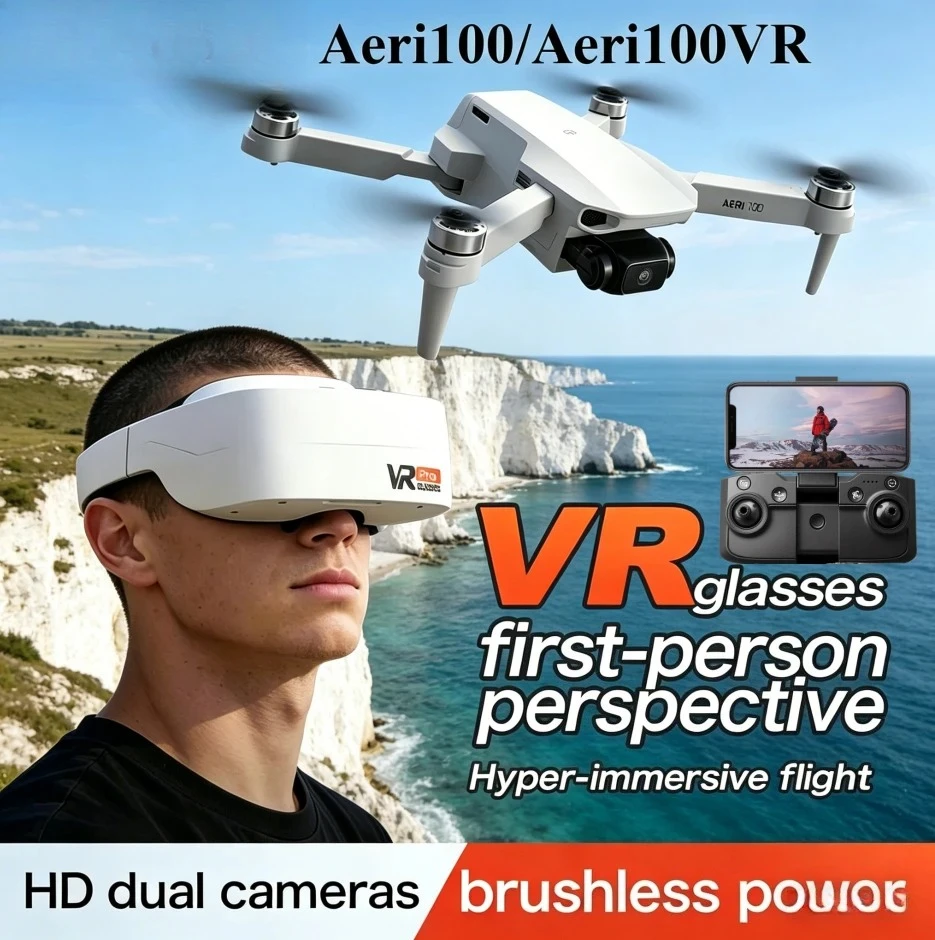 Original Aeri100/Aeri100VR Remote Control Drone WIFI RC Dron Quadcopter Obstacle Avoidance 8K HD Dual Camera FPV Mini Dron Toys