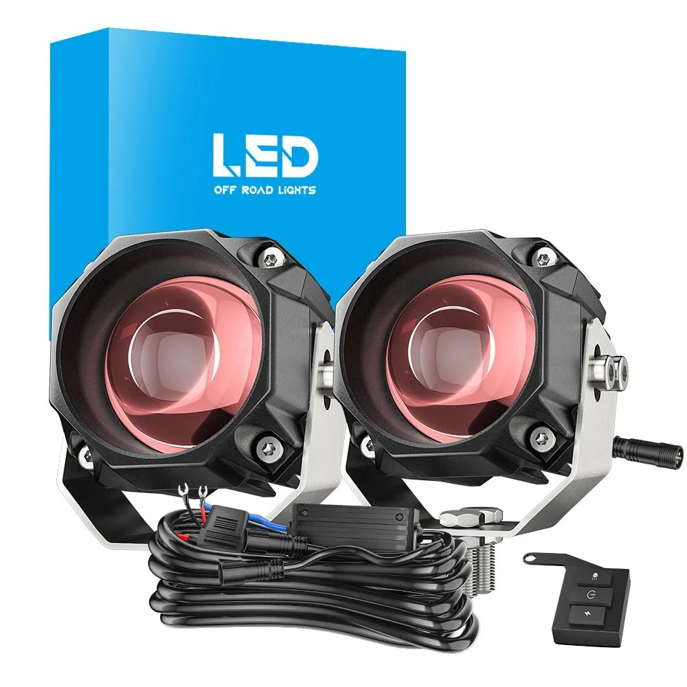 Spotlight Red Film External Dual Color 5 Modes Car LED Work Light Off Road Auxiliary Lamp Waterproof Moto Accesorios Beam Light