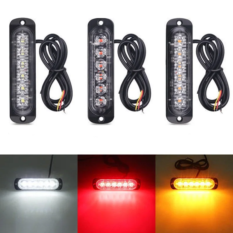 6SMD Strobe Light 12V 24V Flashing Grille Light Car Emergency Warning Lamp for Car Truck