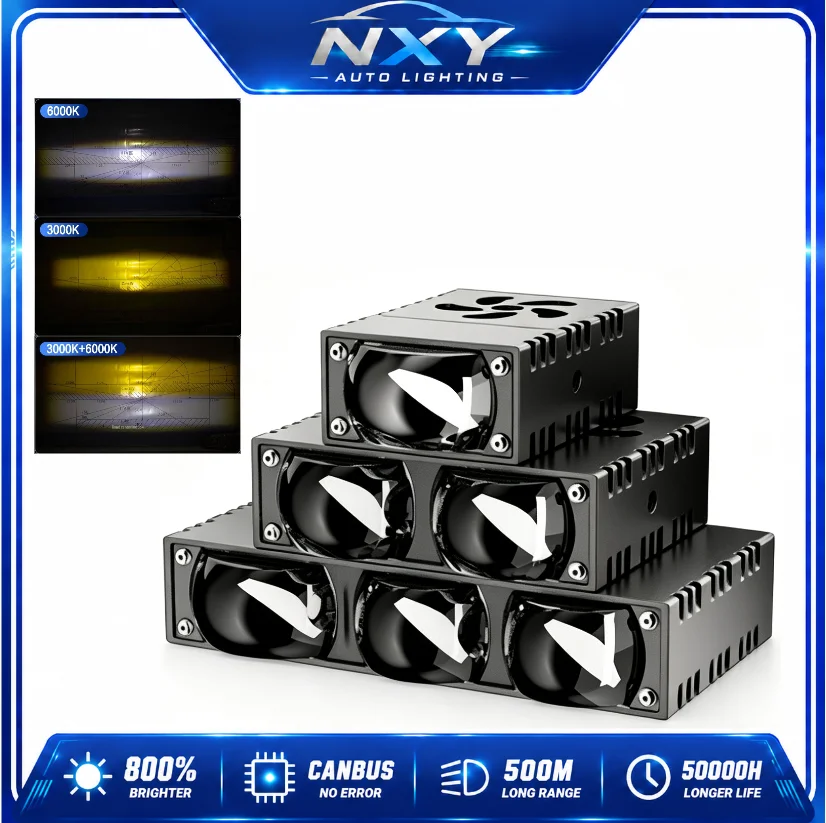 NXY 120W 3 Color LED Grille Lights Strobe Flash Triple Lens Spotlight Car Front Bumper Grill Lamp Offroad Driving Light Kit