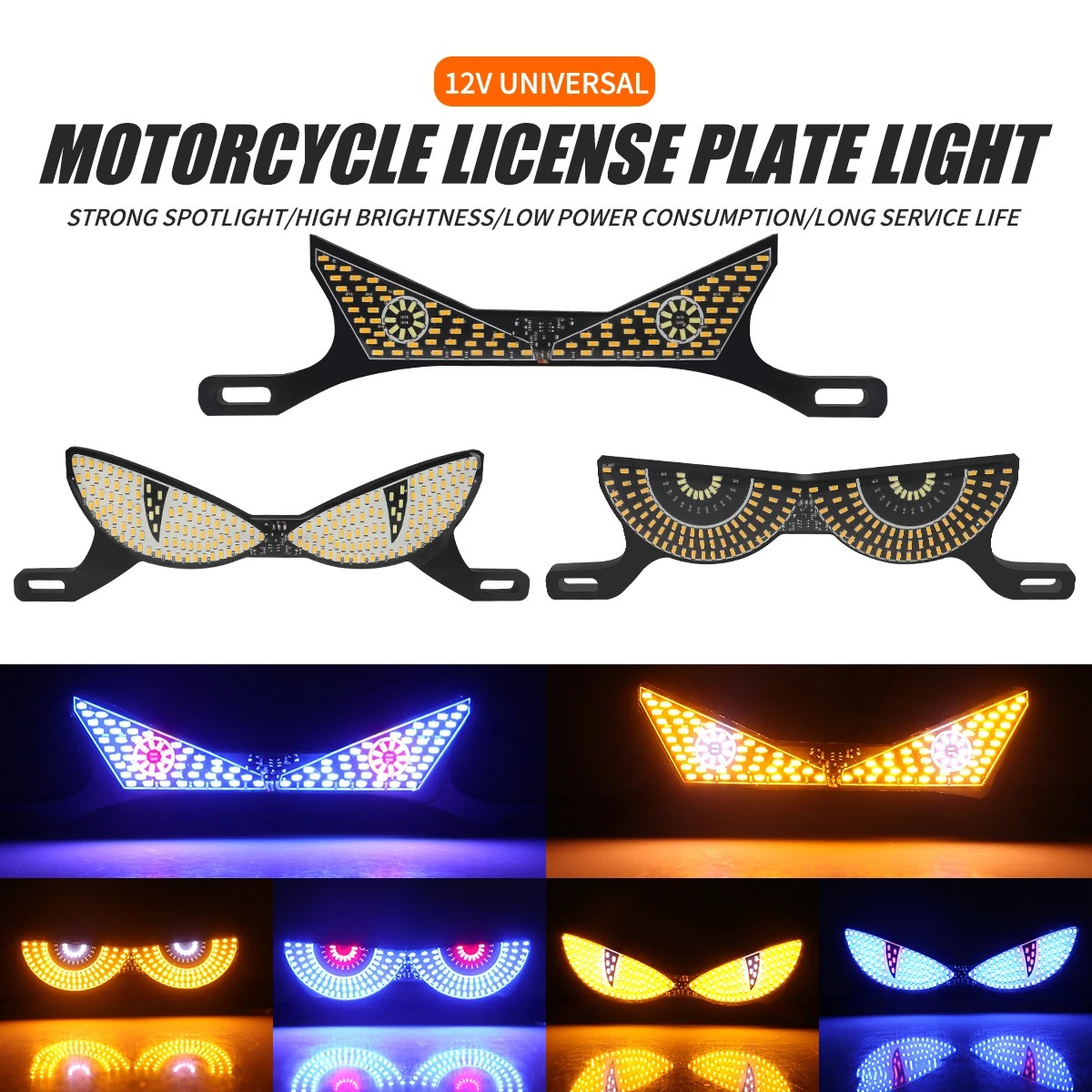Motorcycle LED Strobe Brake Stop Lamp Dual Color Flashing License Plate Light Turn Signal Warning Rear Tail Light 12V Universal