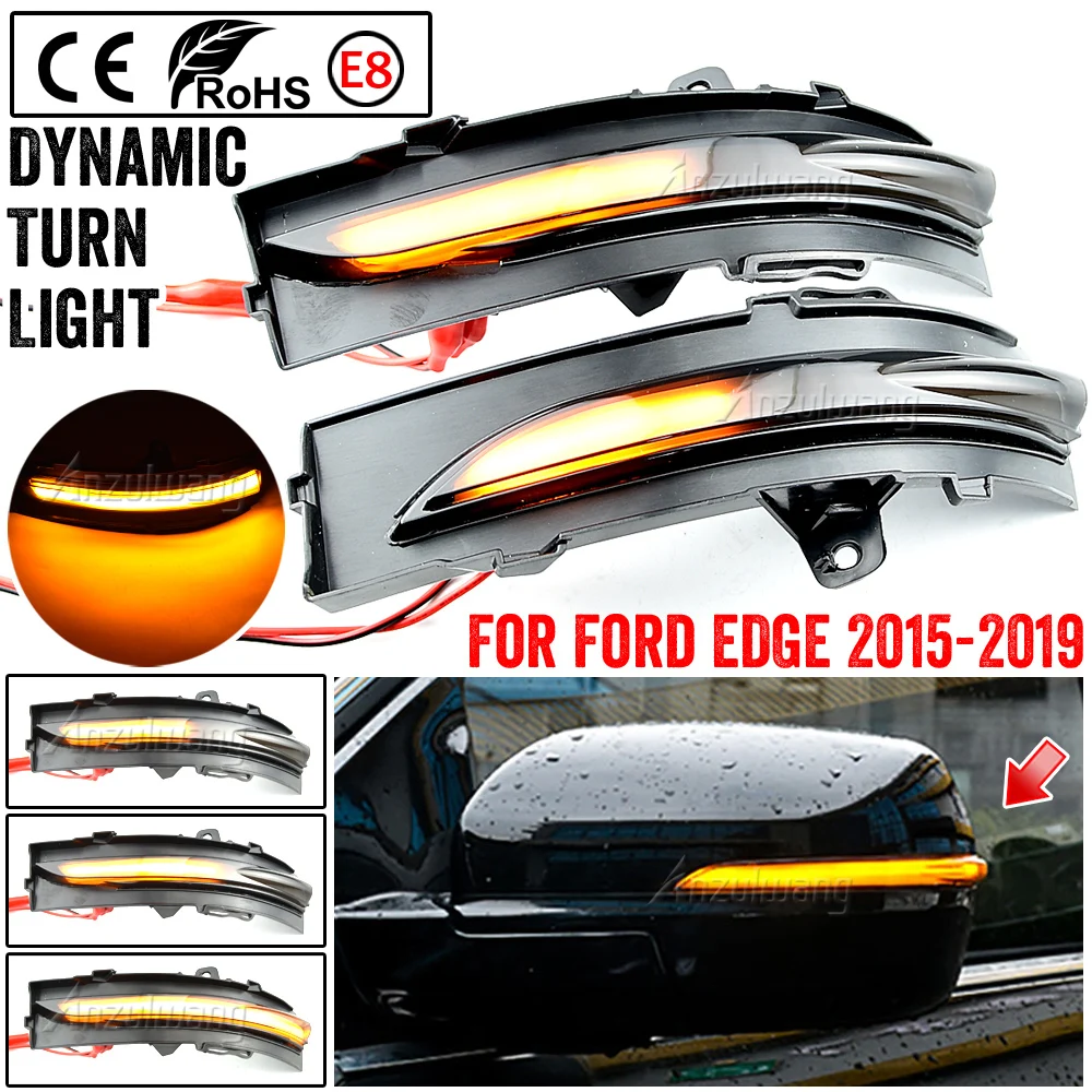 Fit For Ford EDGE 2015-2019 Car Flashing LED Dynamic Turn Signal Light Side Mirror Sequential Indicator Blinker Lamp