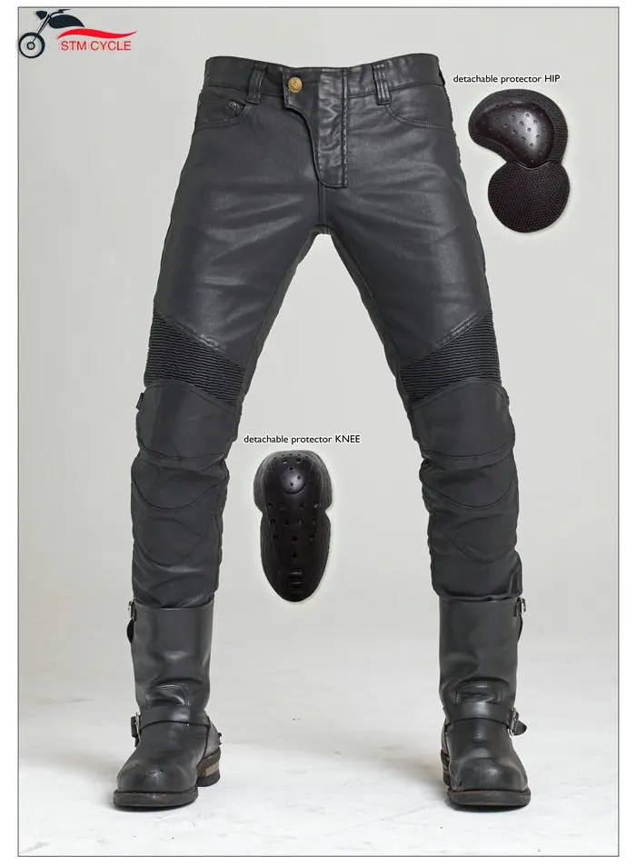 Upgrade Coated Waterproof Motorcycle Riding Denim Jeans Locomotive Cycling Motocross Racing Drop-proof Pants With CE Armor Pads
