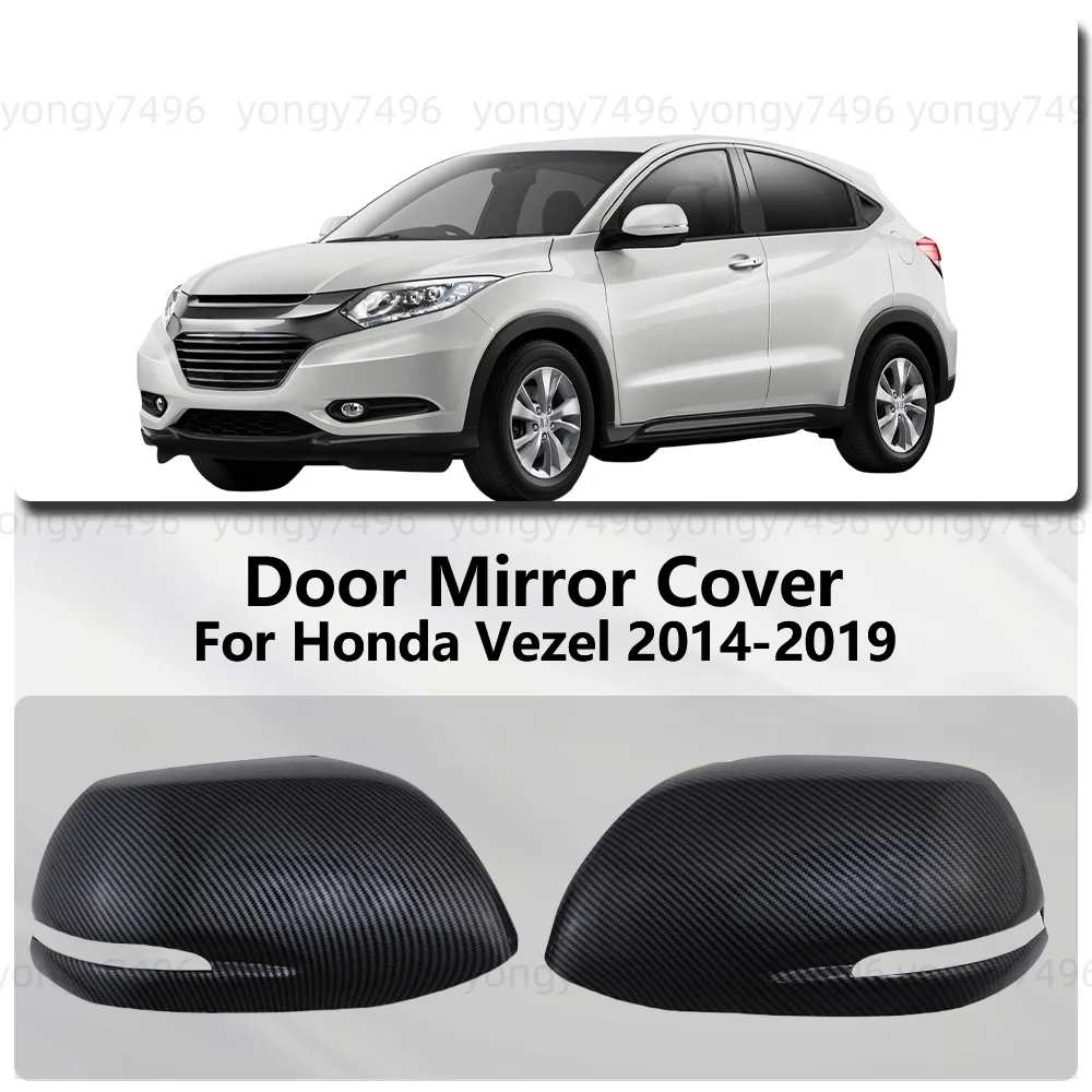 For Honda Vezel 2014 - 2019 Carbon Fiber Chrome Silver Door Mirror Cover Trim Stickers Exterior Car Accessories Decoration