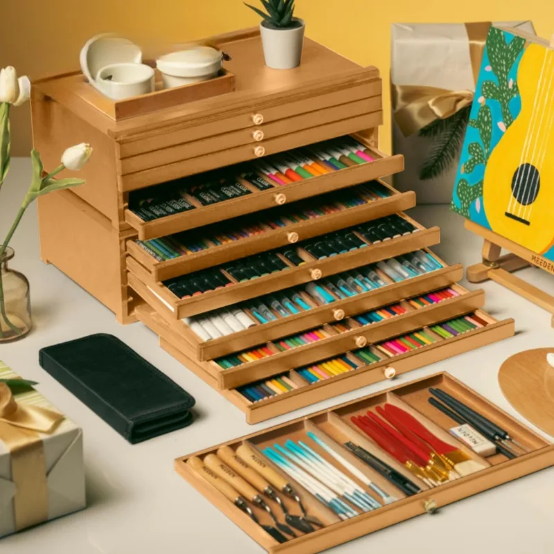Art Studio Organizer Drawers Professional Drawing Case for Markers/Colored Pencils Space-Saving Desktop Storage System Students