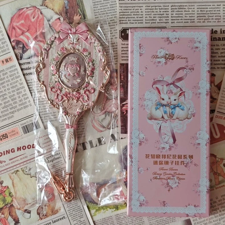 Flower Knows Bunny Garden Series Mini Mirror Handheld Mirror Makeup Tool Mirror