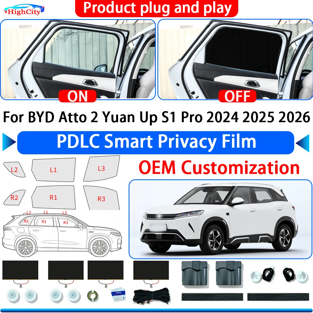 For BYD Atto 2 Yuan Up S1 Pro 2024 2025 2026 Electric Smart Privacy Film Polymer Dispersed Liquid Crystal Film Glass Window Tint
