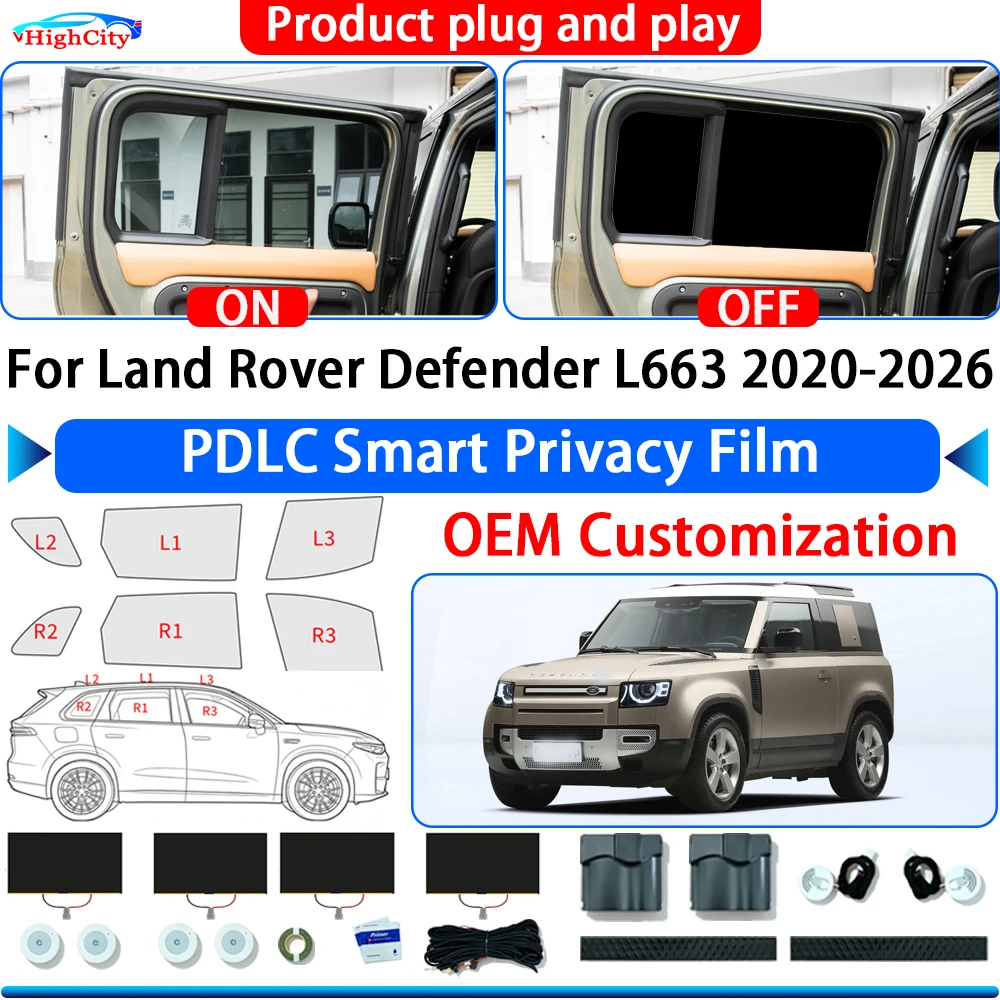 For Land Rover Defender L663 2020-2026 Switchable Electric Smart Privacy Film Polymer Dispersed Liquid Crystal Film Glass Window
