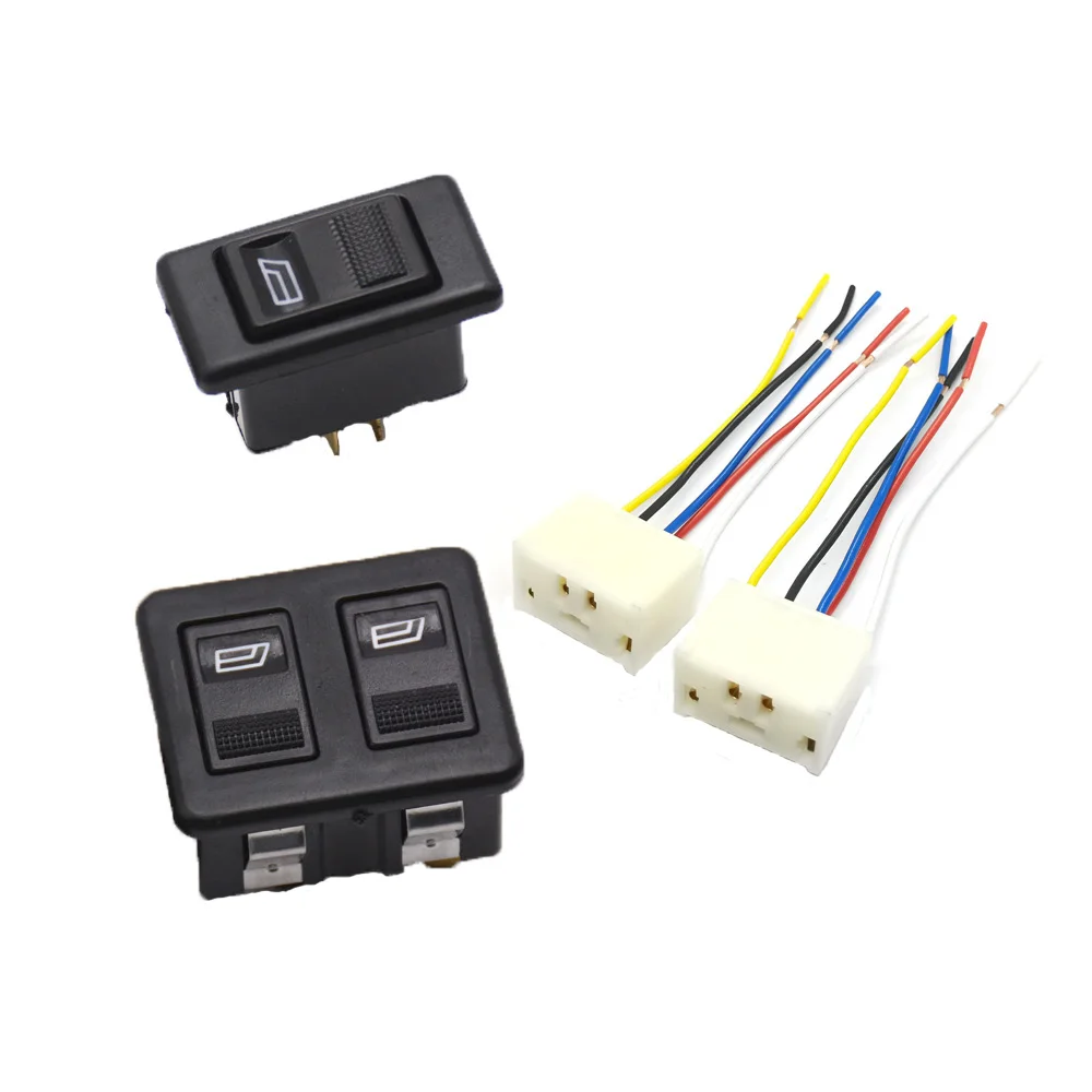 5 Pin Window Lifter Switch Car Power Electric Door Electric Window Button Connector Socket Single And Double with Plug