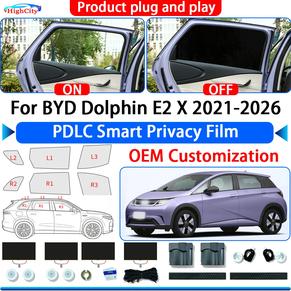 For BYD Dolphin E2 X 2021-2026 Switchable Electric Smart Privacy Film Polymer Dispersed Liquid Crystal Film Window Solar film